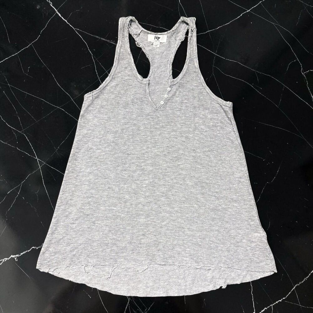 Tokyo Darling Tank XS Gray Distressed Raw Hem Racerback Y2K Grunge